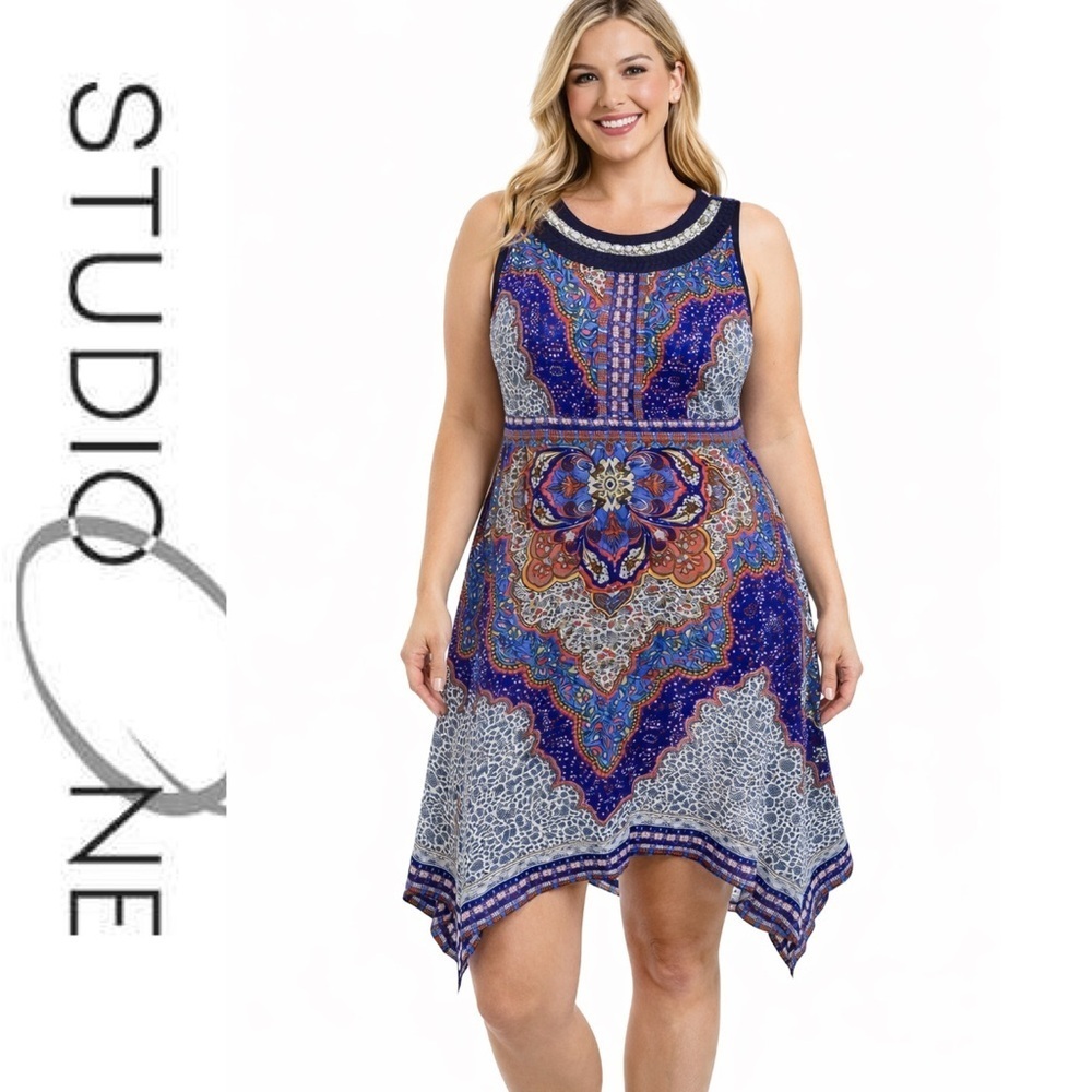 Studio one Sleeveless bohemian swing dress